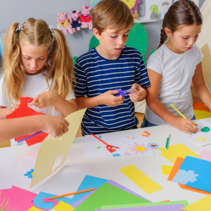 Kids making crafts.