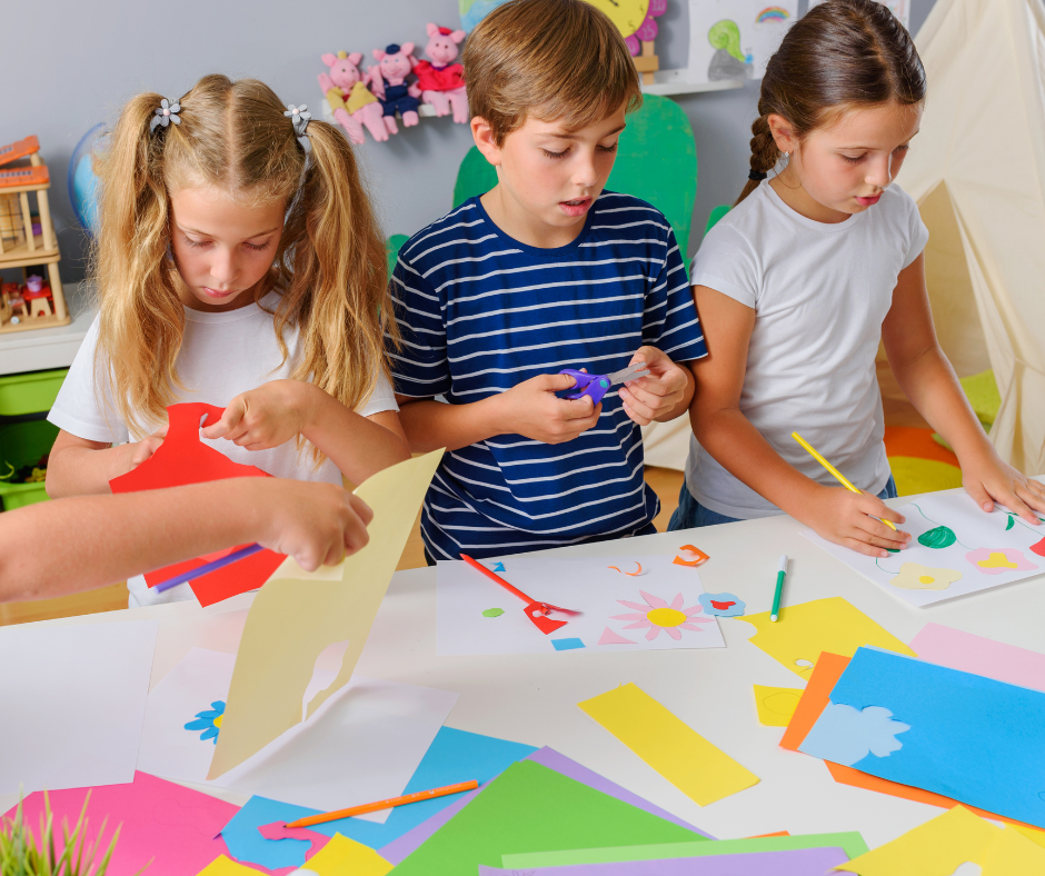 Kids making crafts.